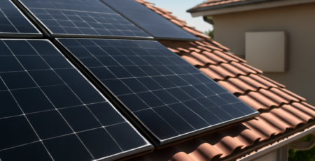 Moderne bifaciale zonnepanelen op een residentieel dak met thuisbatterij in 2026