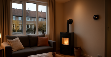 Duurzame woning van binnen met HR-glas, pelletkachel, LED-verlichting en slimme thermostaat