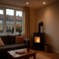 Duurzame woning van binnen met HR-glas, pelletkachel, LED-verlichting en slimme thermostaat