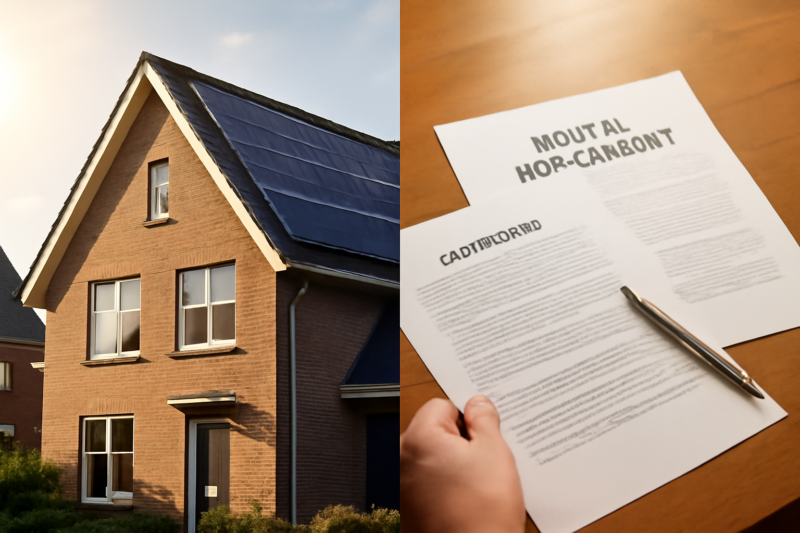 Zonnepanelen op een Nederlands woonhuis, symbool voor de keuze tussen huren en kopen