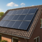 Zonnepanelen op het dak van een Nederlandse woning op een zonnige dag