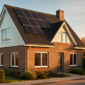 Energiezuinige woning met dakisolatie en zonnepanelen als voorbeeld van labelverbetering