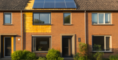 Gerenoveerde Nederlandse rijtjeswoning met dakisolatie en zonnepanelen voor energielabel A
