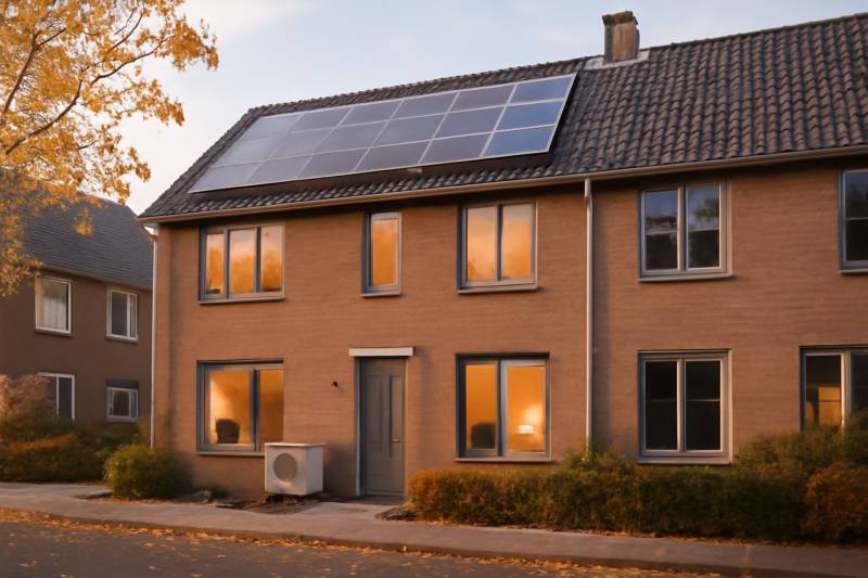 Duurzame woning met zonnepanelen, warmtepomp en energiezuinige ramen in 2026