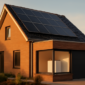 Woning met zonnepanelen en thuisaccu als voorbeeld van milieuvriendelijke energieopslag