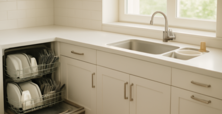 Vergelijking vaatwasser en hand afwassen in een moderne duurzame keuken
